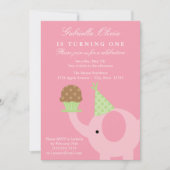 5x7 Roze olifant Birthday Uitnodiging (Voorkant)