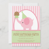 5x7 Roze olifant Birthday Uitnodiging (Voorkant)
