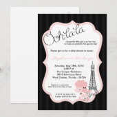 5x7 Roze Podle in de Uitnodiging van het Baby show (Voorkant / Achterkant)