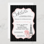 5x7 Roze Podle in Paris Birthday Party Invitation Kaart (Voorkant / Achterkant)