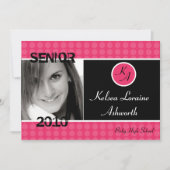 5x7 Roze Polka Dot Foto Afstuderen Uitnodiging (Voorkant)