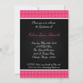 5x7 Roze Polka Dot Foto Afstuderen Uitnodiging (Achterkant)