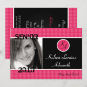 5x7 Roze Polka Dot Foto Afstuderen Uitnodiging (Voorkant / Achterkant)