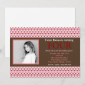 5x7 Roze Polka Dot Foto Verjaardag Uitnodiging (Voorkant / Achterkant)