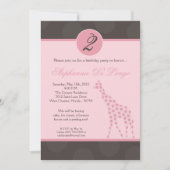 5x7 Roze Polka Dot Giraffe Verjaardag Par Uitnodig Kaart (Voorkant)