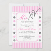 5x7 Roze Polka Dot Quinceanera Party Uitnodiging (Voorkant)