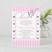 5x7 Roze Polka Dot Quinceanera Party Uitnodiging (Staand voorkant)