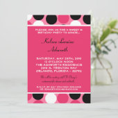 5x7 Roze Polka Dot Sweet 16 Birthday Uitnodiging (Staand voorkant)