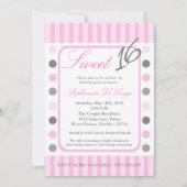 5x7 Roze Polka Dot Sweet 16 Verjaardag Uitnodiging (Voorkant)