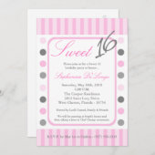 5x7 Roze Polka Dot Sweet 16 Verjaardag Uitnodiging (Voorkant / Achterkant)