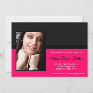 5x7 Roze Polka FOTO Sweet 16 Birthday Uitnodiging