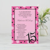 5x7 Roze Polka Quinceanera Party Uitnodiging (Staand voorkant)