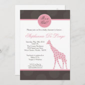 5x7 Roze pols Giraffe Baby shower Uitnodiging (Voorkant / Achterkant)