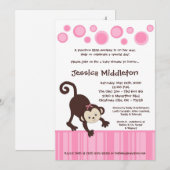 5x7 Roze Pop Monkey Dance Baby shower Uitnodiging (Voorkant / Achterkant)