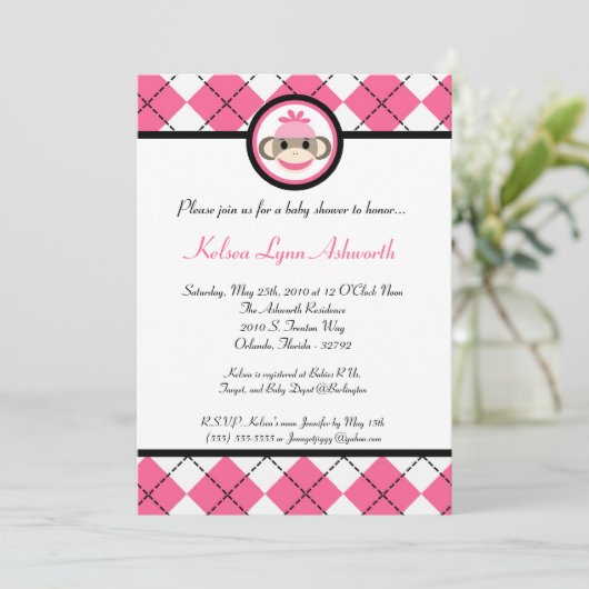 5x7 Roze socket one key Speelgoed Invitation Kaart (Staand voorkant)