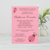 5x7 Roze Spring Lady Bugs Baby shower Uitnodiging (Staand voorkant)
