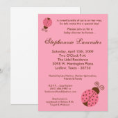 5x7 Roze Spring Lady Bugs Baby shower Uitnodiging (Voorkant / Achterkant)