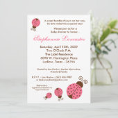 5x7 Roze Spring Lady Bugs Baby shower Uitnodiging (Staand voorkant)