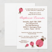 5x7 Roze Spring Lady Bugs Baby shower Uitnodiging (Voorkant / Achterkant)