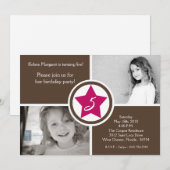 5x7 Roze ster Box Foto Birthday Party Invitation Kaart (Voorkant / Achterkant)