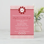 5x7 Roze Sweetheat PolkaDot 16 Verjaardag Uitnodig Kaart (Staand voorkant)