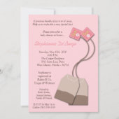 5x7 Roze Tea Bag Tea Party Baby shower Uitnodiging (Voorkant)