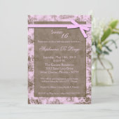 5x7 Roze ToileFabric Sweet 16 Aannodiging van 16 d Kaart (Staand voorkant)