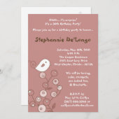 5x7 Roze Vogel Retro Struik Verjaardag Uitnodiging (Voorkant / Achterkant)