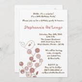 5x7 Roze vogelretro Struik Birthday Party Invitati Kaart (Voorkant / Achterkant)
