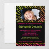 5x7 Roze Zebra FOTO Sweet 16 Verjaardag Uitnodigin Kaart (Voorkant / Achterkant)