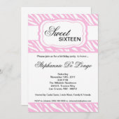 5x7 Roze Zebra Print Birthday Party Invitation Kaart (Voorkant / Achterkant)