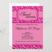 5x7 Roze Zebra Print Birthday Party Invitation Kaart (Voorkant / Achterkant)