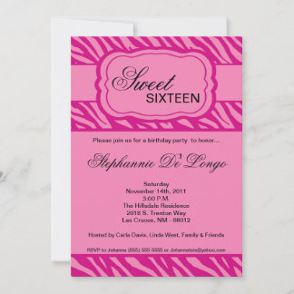 5x7 Roze Zebra Print Birthday Party Invitation Kaart