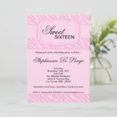5x7 Roze Zebra Print Birthday Party Invitation Kaart (Staand voorkant)