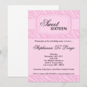 5x7 Roze Zebra Print Birthday Party Invitation Kaart (Voorkant / Achterkant)