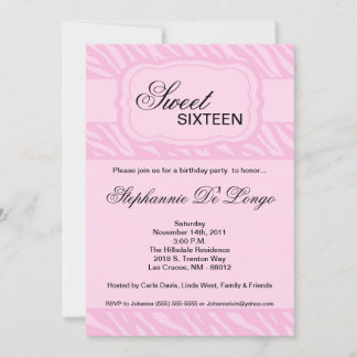 5x7 Roze Zebra Print Birthday Party Invitation Kaart