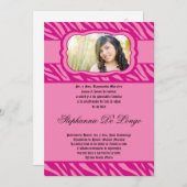 5x7 Roze Zebra Print Patter Quinceanera Uitnodigin Kaart (Voorkant / Achterkant)