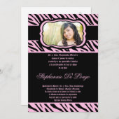 5x7 Roze Zebra Print Quinceanera Uitnodiging (Voorkant / Achterkant)