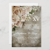 5x7  Rozen Quinceanera Birthday Uitnodiging (Voorkant / Achterkant)