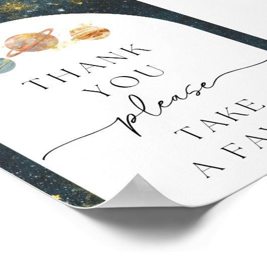 5x7 ruimte dank u teken | Space Favor Sign Poster (Hoek)