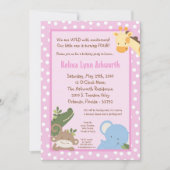5x7 Safari Oerwoud Zoo Animal Birthday Invitation Kaart (Voorkant)