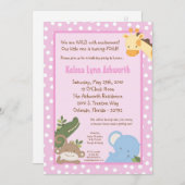 5x7 Safari Oerwoud Zoo Animal Birthday Invitation Kaart (Voorkant / Achterkant)