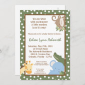 5x7 Safari Oerwoud ZooAnimal Baby shower Uitnodigi Kaart (Voorkant / Achterkant)