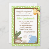 5x7 Safari Oerwoud ZooAnimal Baby shower Uitnodigi Kaart (Voorkant / Achterkant)