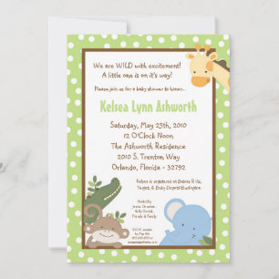 5x7 Safari Oerwoud ZooAnimal Baby shower Uitnodigi Kaart