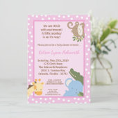 5x7 Safari Oerwoud ZooAnimal Baby shower Uitnodigi Kaart (Staand voorkant)