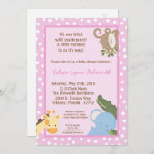 5x7 Safari Oerwoud ZooAnimal Baby shower Uitnodigi Kaart (Voorkant / Achterkant)