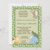 5x7 Safari Oerwoud ZooAnimal Baby shower Uitnodigi Kaart (Voorkant)