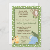 5x7 Safari Oerwoud ZooAnimal Baby shower Uitnodigi Kaart (Voorkant / Achterkant)