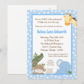 5x7 Safari Oerwoud ZooAnimal Baby shower Uitnodigi Kaart (Voorkant / Achterkant)